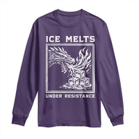 Ice Melts Under Resistance Long Sleeve Shirt Against Ice Protest Dragon Graphic with Fire