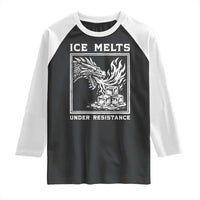 Ice Melts Under Resistance Raglan Shirt Against Ice Protest Dragon Graphic with Fire
