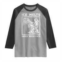 Ice Melts Under Resistance Raglan Shirt Against Ice Protest Dragon Graphic with Fire