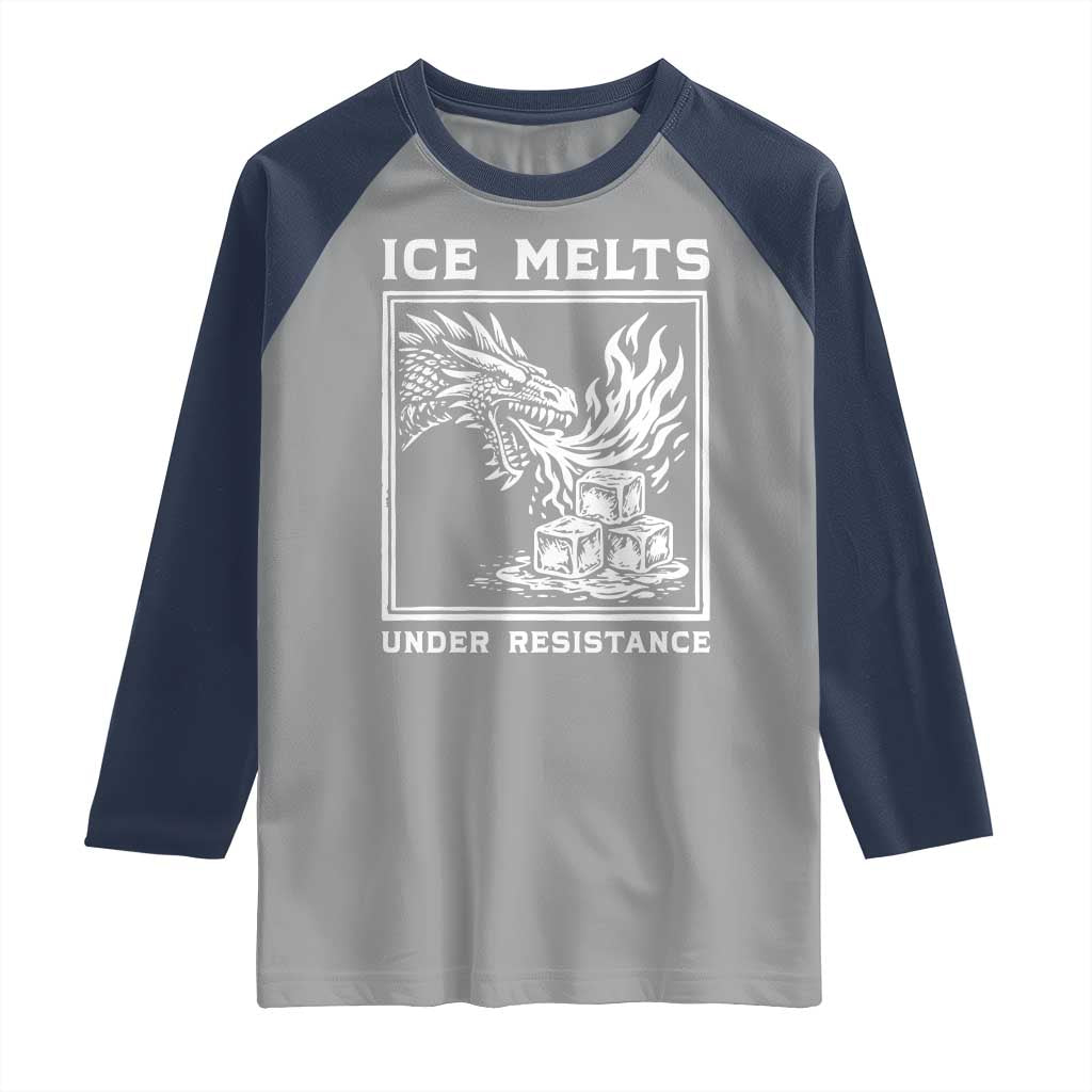 Ice Melts Under Resistance Raglan Shirt Against Ice Protest Dragon Graphic with Fire