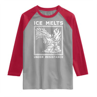 Ice Melts Under Resistance Raglan Shirt Against Ice Protest Dragon Graphic with Fire