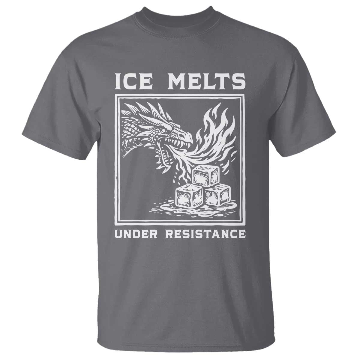 Ice Melts Under Resistance T Shirt Against Ice Protest Dragon Graphic with Fire