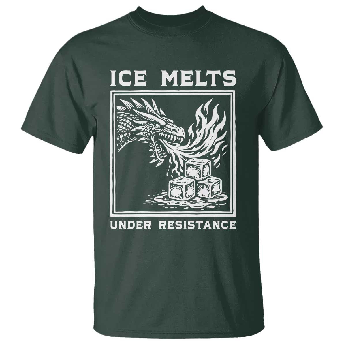 Ice Melts Under Resistance T Shirt Against Ice Protest Dragon Graphic with Fire