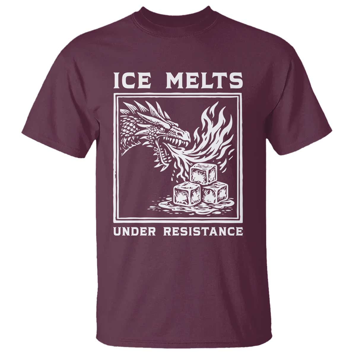 Ice Melts Under Resistance T Shirt Against Ice Protest Dragon Graphic with Fire