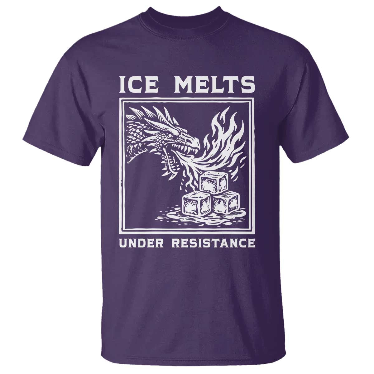 Ice Melts Under Resistance T Shirt Against Ice Protest Dragon Graphic with Fire