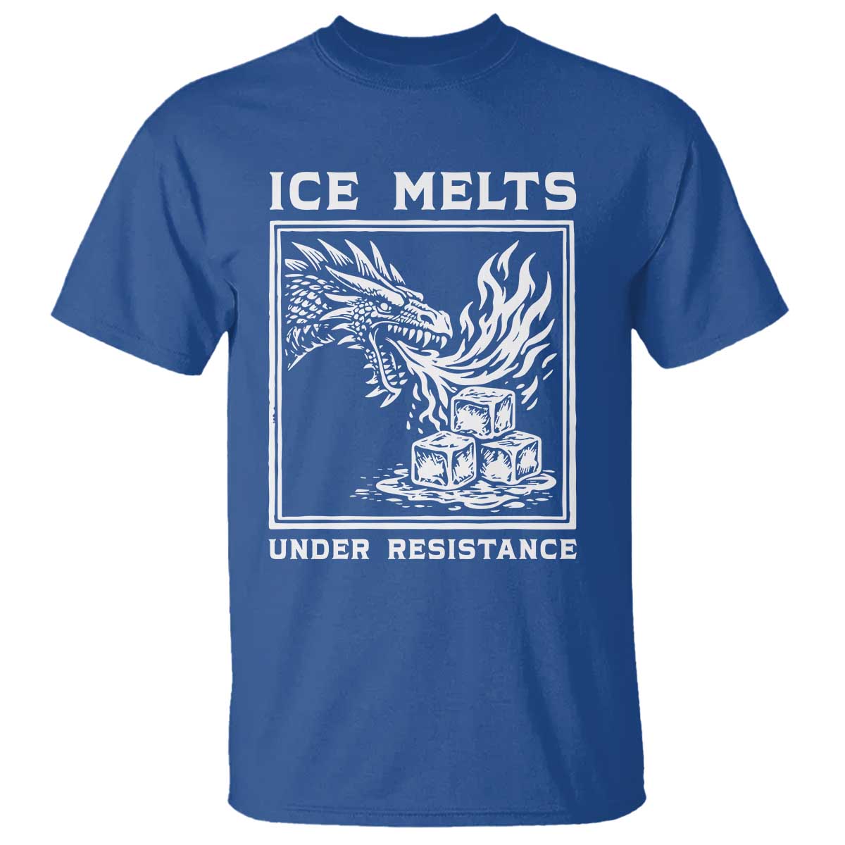 Ice Melts Under Resistance T Shirt Against Ice Protest Dragon Graphic with Fire