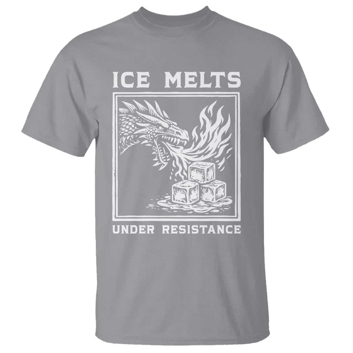 Ice Melts Under Resistance T Shirt Against Ice Protest Dragon Graphic with Fire
