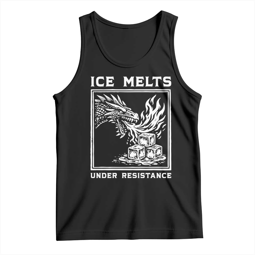 Ice Melts Under Resistance Tank Top Against Ice Protest Dragon Graphic with Fire