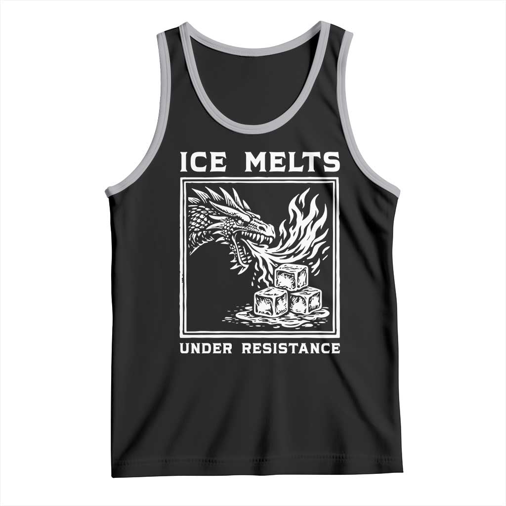 Ice Melts Under Resistance Tank Top Against Ice Protest Dragon Graphic with Fire
