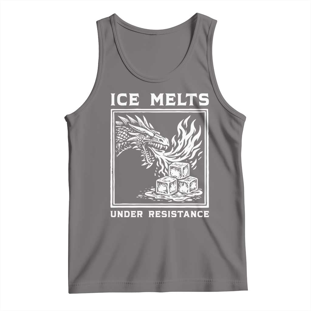 Ice Melts Under Resistance Tank Top Against Ice Protest Dragon Graphic with Fire