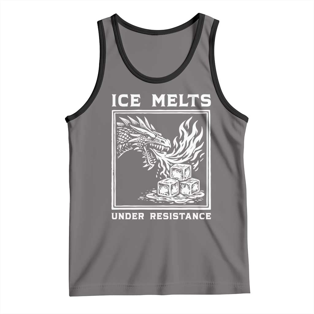 Ice Melts Under Resistance Tank Top Against Ice Protest Dragon Graphic with Fire
