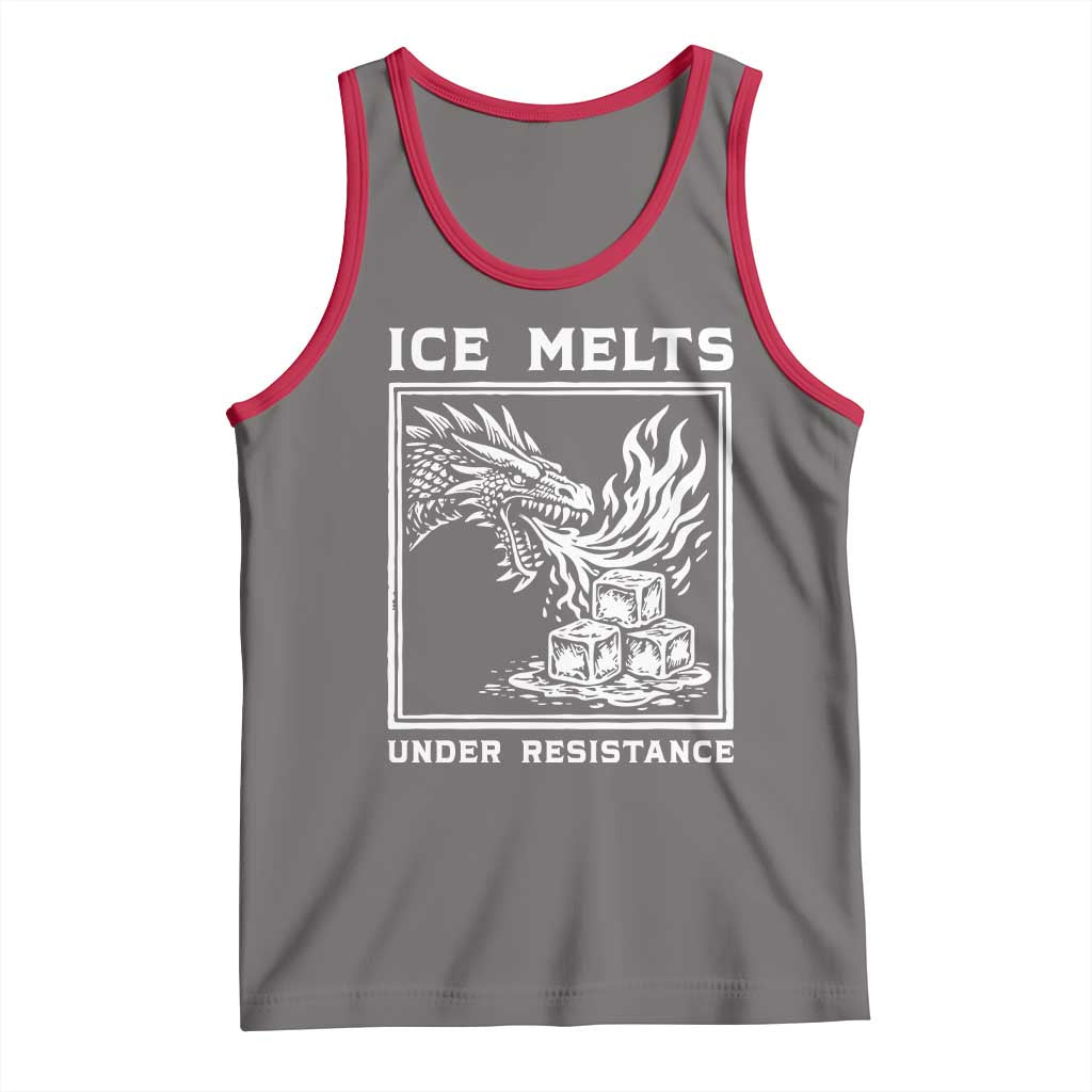 Ice Melts Under Resistance Tank Top Against Ice Protest Dragon Graphic with Fire