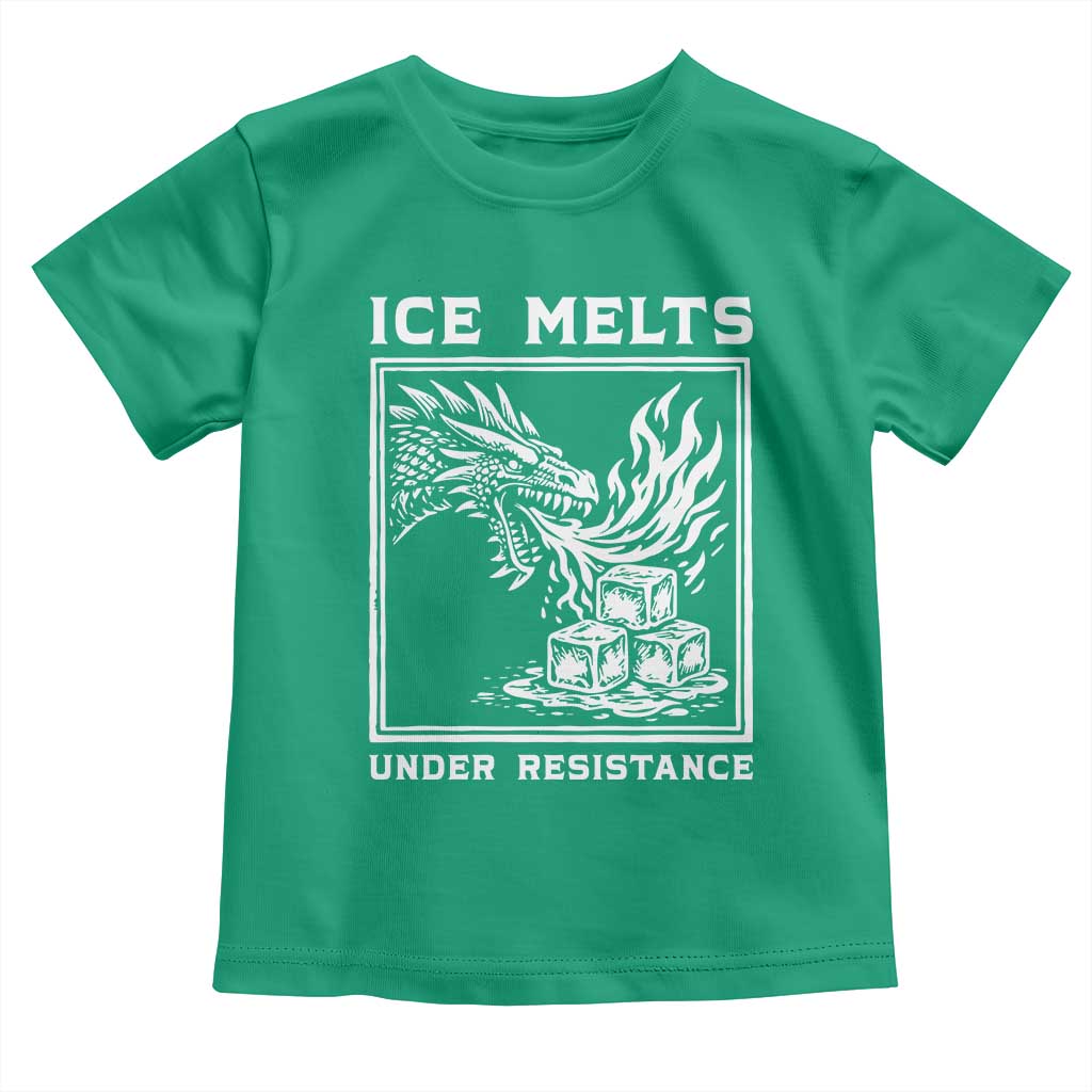 Ice Melts Under Resistance Toddler T Shirt Against Ice Protest Dragon Graphic with Fire
