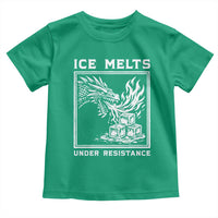 Ice Melts Under Resistance Toddler T Shirt Against Ice Protest Dragon Graphic with Fire