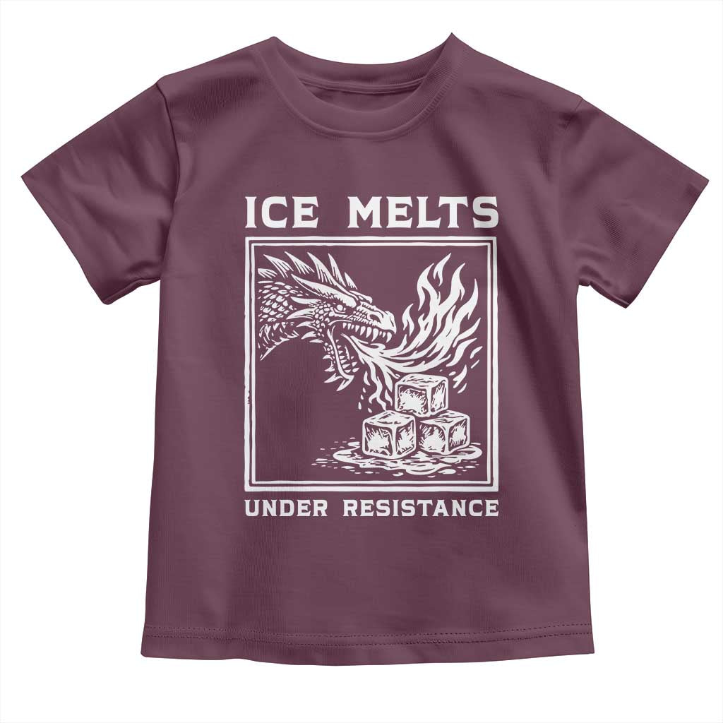 Ice Melts Under Resistance Toddler T Shirt Against Ice Protest Dragon Graphic with Fire