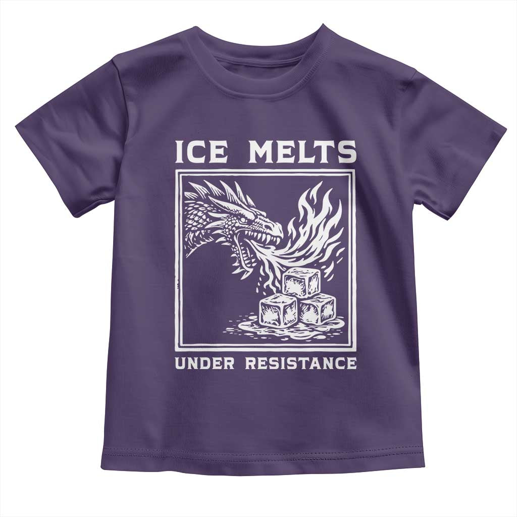 Ice Melts Under Resistance Toddler T Shirt Against Ice Protest Dragon Graphic with Fire
