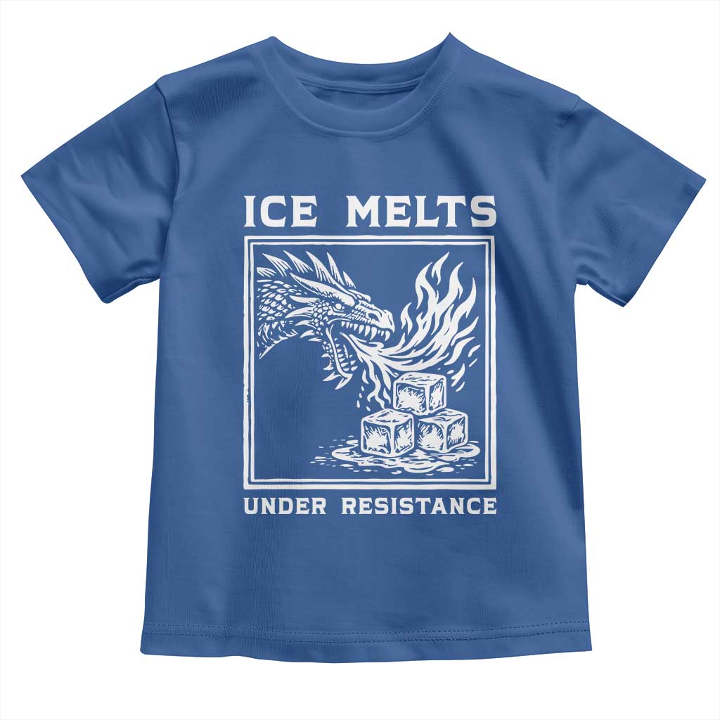 Ice Melts Under Resistance Toddler T Shirt Against Ice Protest Dragon Graphic with Fire