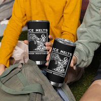 Ice Melts Under Resistance Tumbler Cup Against Ice Protest Dragon Graphic with Fire