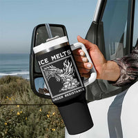 Ice Melts Under Resistance Tumbler With Handle Against Ice Protest Dragon Graphic with Fire