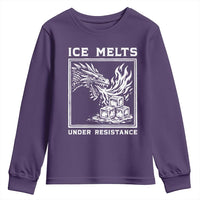 Ice Melts Under Resistance Youth Sweatshirt Against Ice Protest Dragon Graphic with Fire