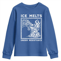 Ice Melts Under Resistance Youth Sweatshirt Against Ice Protest Dragon Graphic with Fire