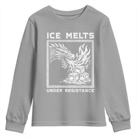 Ice Melts Under Resistance Youth Sweatshirt Against Ice Protest Dragon Graphic with Fire