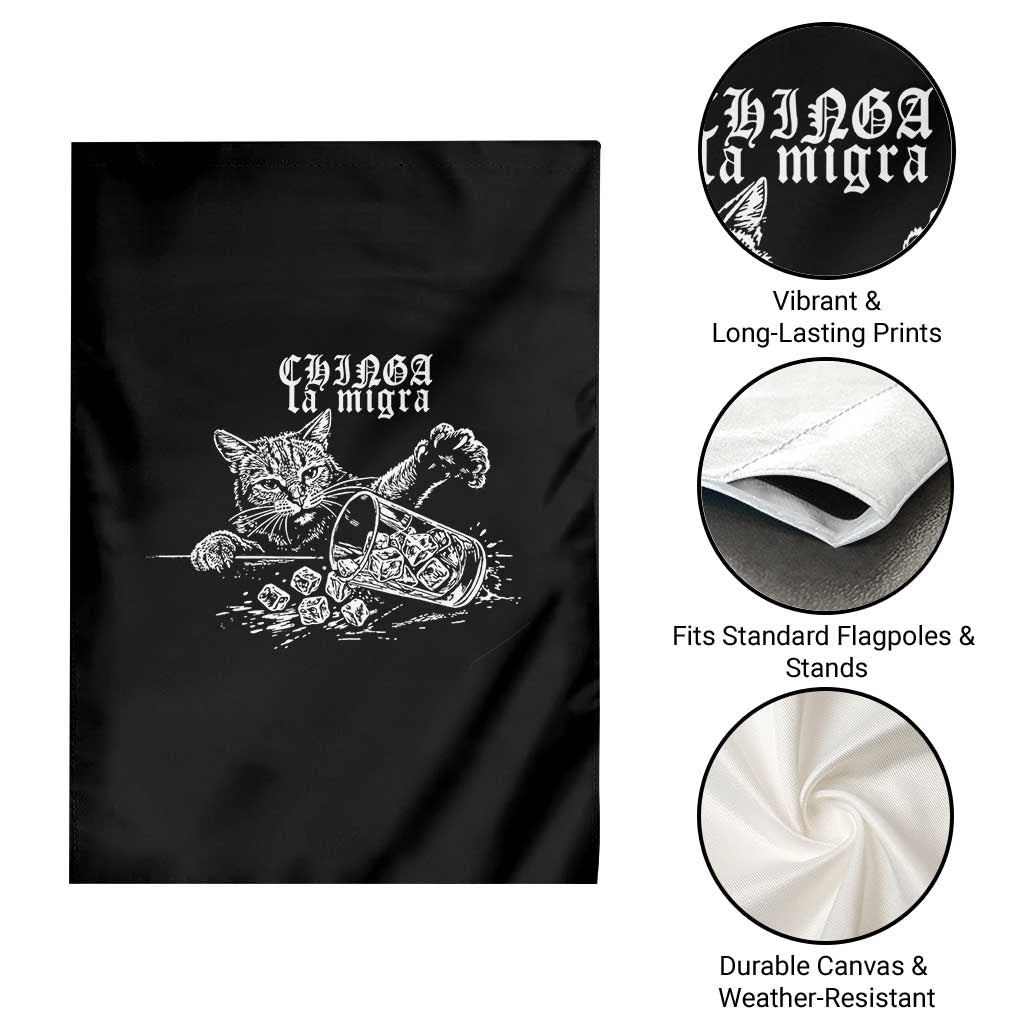 Chinga La Migra Protest Cat Garden Flag Spanish Resistance Against Ice