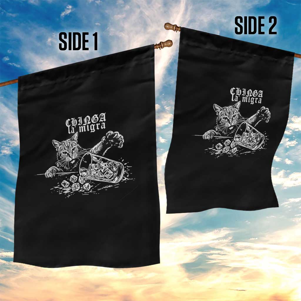 Chinga La Migra Protest Cat Garden Flag Spanish Resistance Against Ice