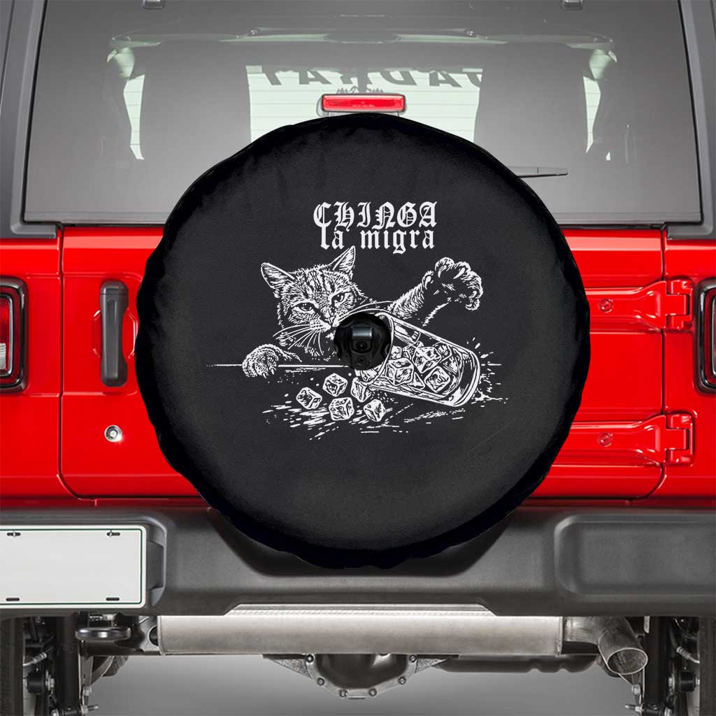 Chinga La Migra Protest Cat Spare Tire Cover Spanish Resistance Against Ice