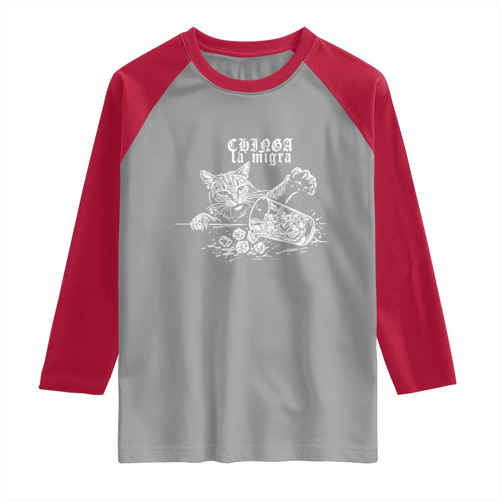 Chinga La Migra Protest Cat Raglan Shirt Spanish Resistance Against Ice