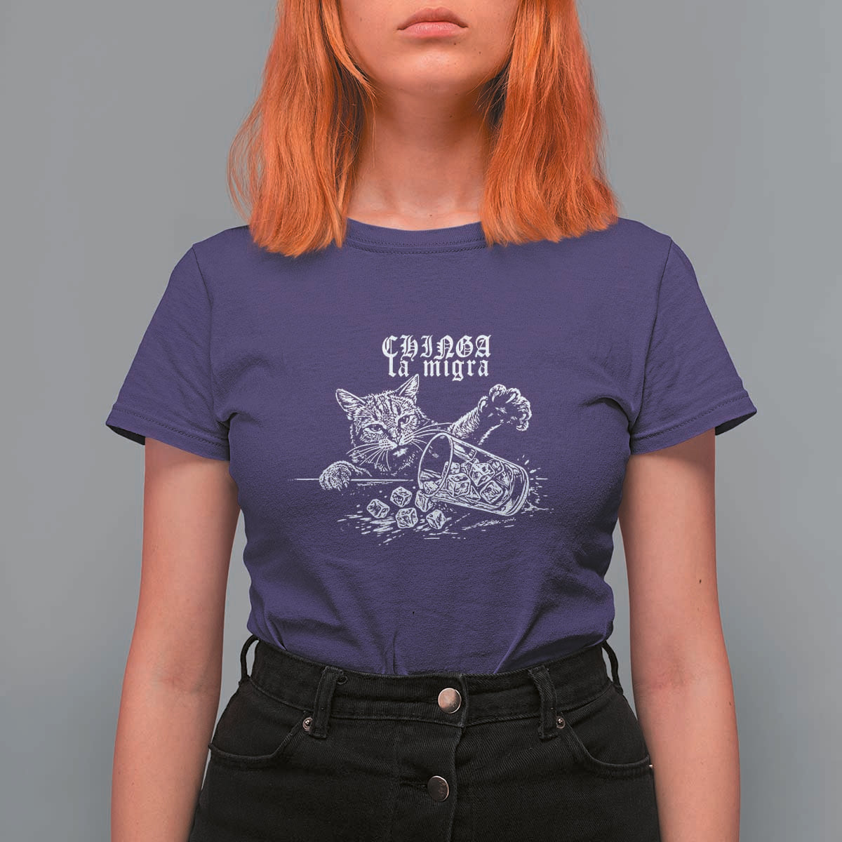 Chinga La Migra Protest Cat T Shirt For Women Spanish Resistance Against Ice