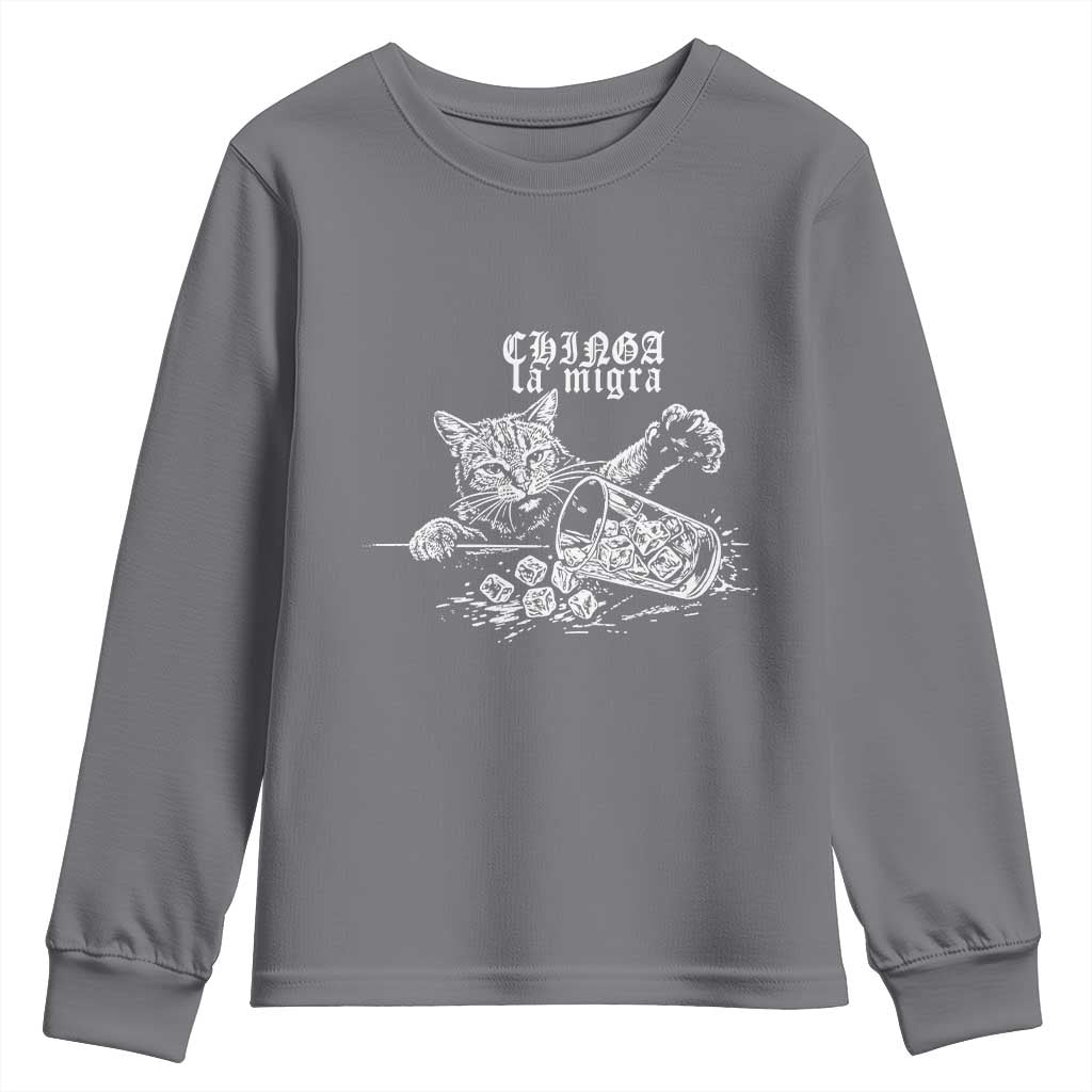 Chinga La Migra Protest Cat Youth Sweatshirt Spanish Resistance Against Ice