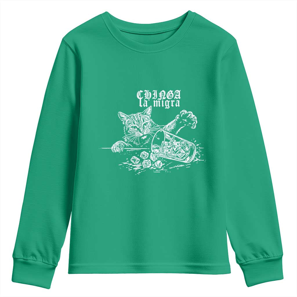 Chinga La Migra Protest Cat Youth Sweatshirt Spanish Resistance Against Ice