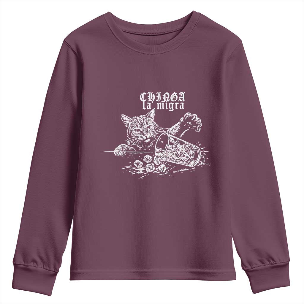 Chinga La Migra Protest Cat Youth Sweatshirt Spanish Resistance Against Ice