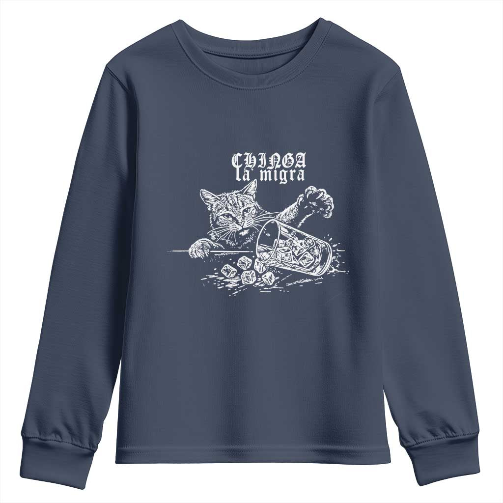 Chinga La Migra Protest Cat Youth Sweatshirt Spanish Resistance Against Ice