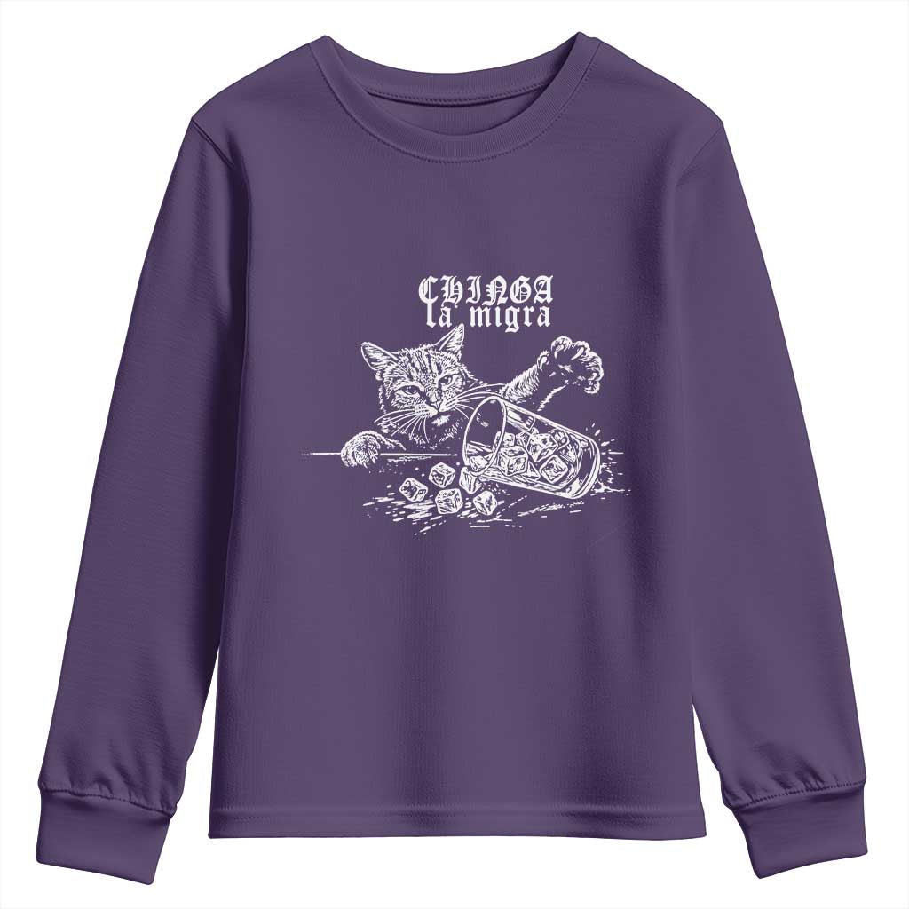 Chinga La Migra Protest Cat Youth Sweatshirt Spanish Resistance Against Ice