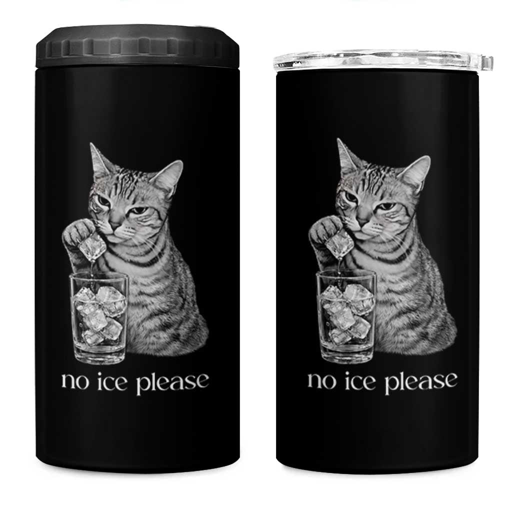No Ice Please Realistic Angry Cat Graphic 4 in 1 Can Cooler Tumbler Resistance Against Ice Protest