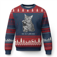 No Ice Please Realistic Angry Cat Graphic Ugly Christmas Sweater Resistance Against Ice Protest