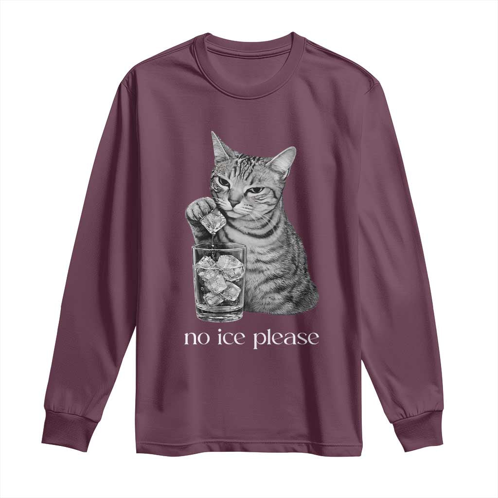 No Ice Please Realistic Angry Cat Graphic Long Sleeve Shirt Resistance Against Ice Protest