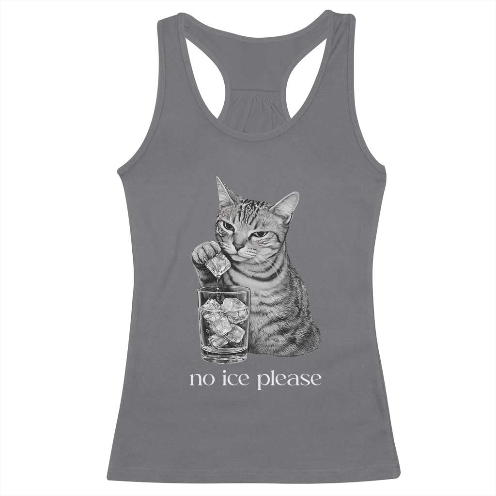 No Ice Please Realistic Angry Cat Graphic Racerback Tank Top Resistance Against Ice Protest