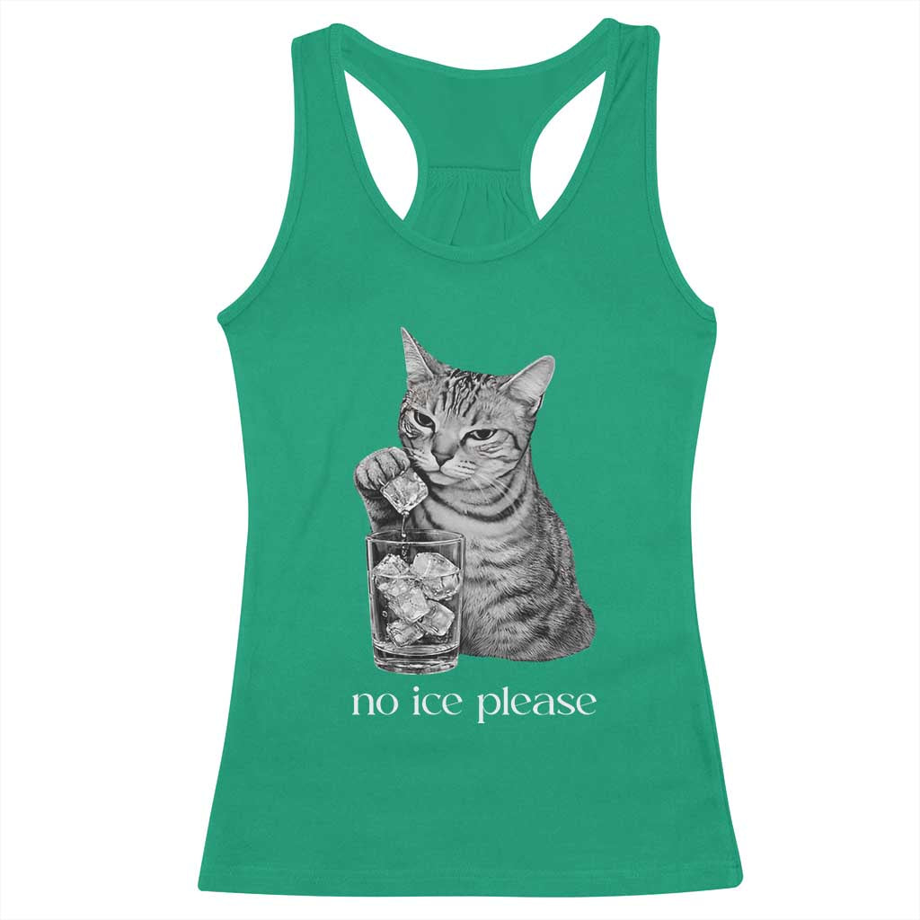 No Ice Please Realistic Angry Cat Graphic Racerback Tank Top Resistance Against Ice Protest
