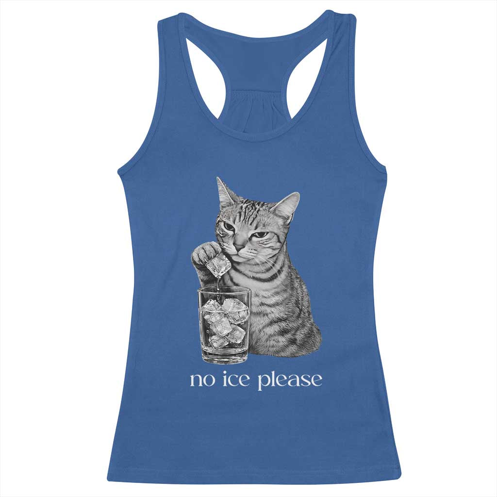No Ice Please Realistic Angry Cat Graphic Racerback Tank Top Resistance Against Ice Protest