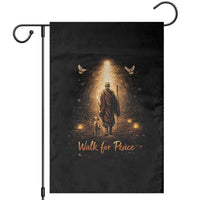 Walk for Peace Lantern Path Garden Flag Monk and Aloka the Dog Spiritual Journey