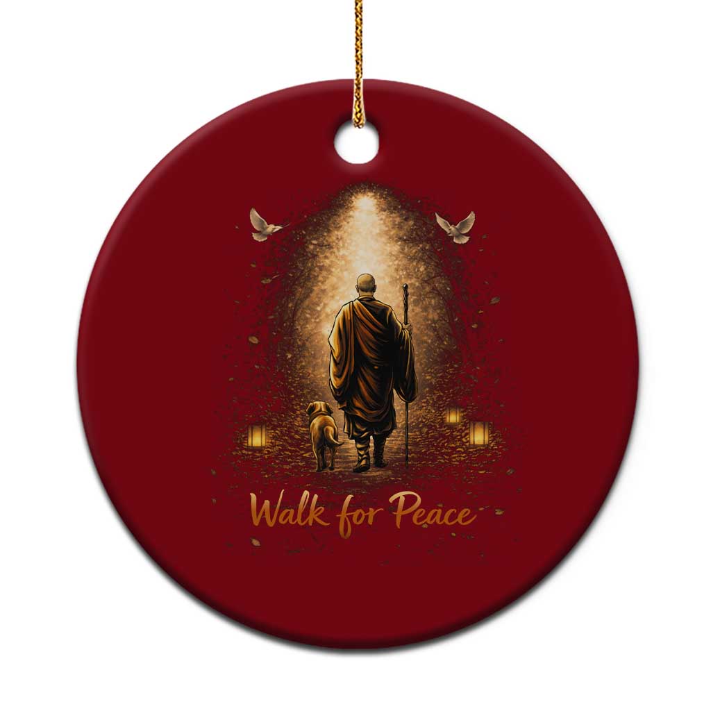 Walk for Peace Lantern Path Ceramic Ornament Monk and Aloka the Dog Spiritual Journey