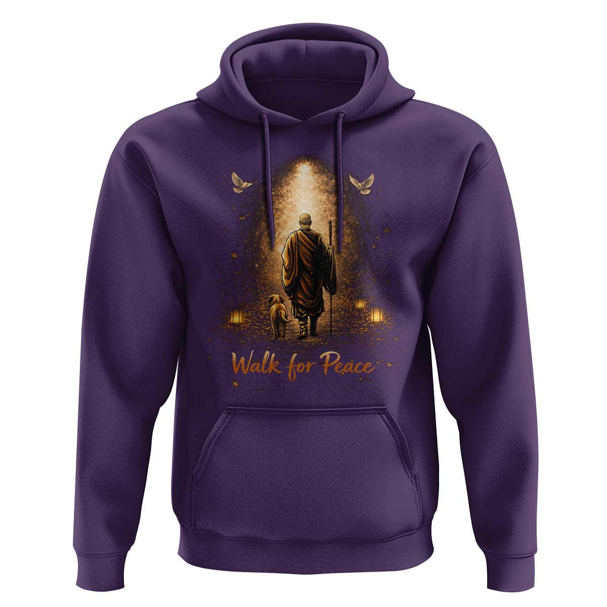Walk for Peace Lantern Path Hoodie Monk and Aloka the Dog Spiritual Journey