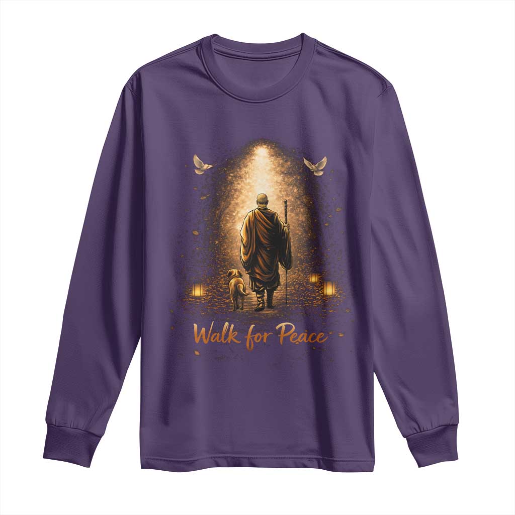 Walk for Peace Lantern Path Long Sleeve Shirt Monk and Aloka the Dog Spiritual Journey