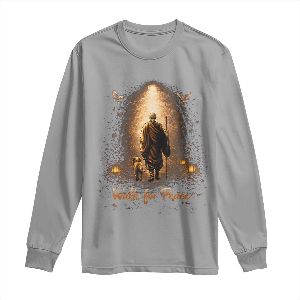 Walk for Peace Lantern Path Long Sleeve Shirt Monk and Aloka the Dog Spiritual Journey