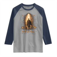Walk for Peace Lantern Path Raglan Shirt Monk and Aloka the Dog Spiritual Journey