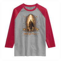 Walk for Peace Lantern Path Raglan Shirt Monk and Aloka the Dog Spiritual Journey
