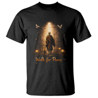 Walk for Peace Lantern Path T Shirt Monk and Aloka the Dog Spiritual Journey
